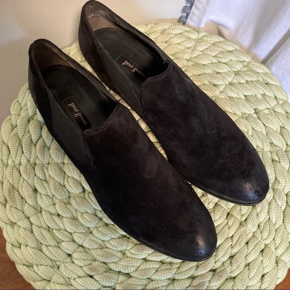 Paul Green Black Oiled Suede Chelsea Slip On Low Ankle Flat Booties - Picture 4 of 8